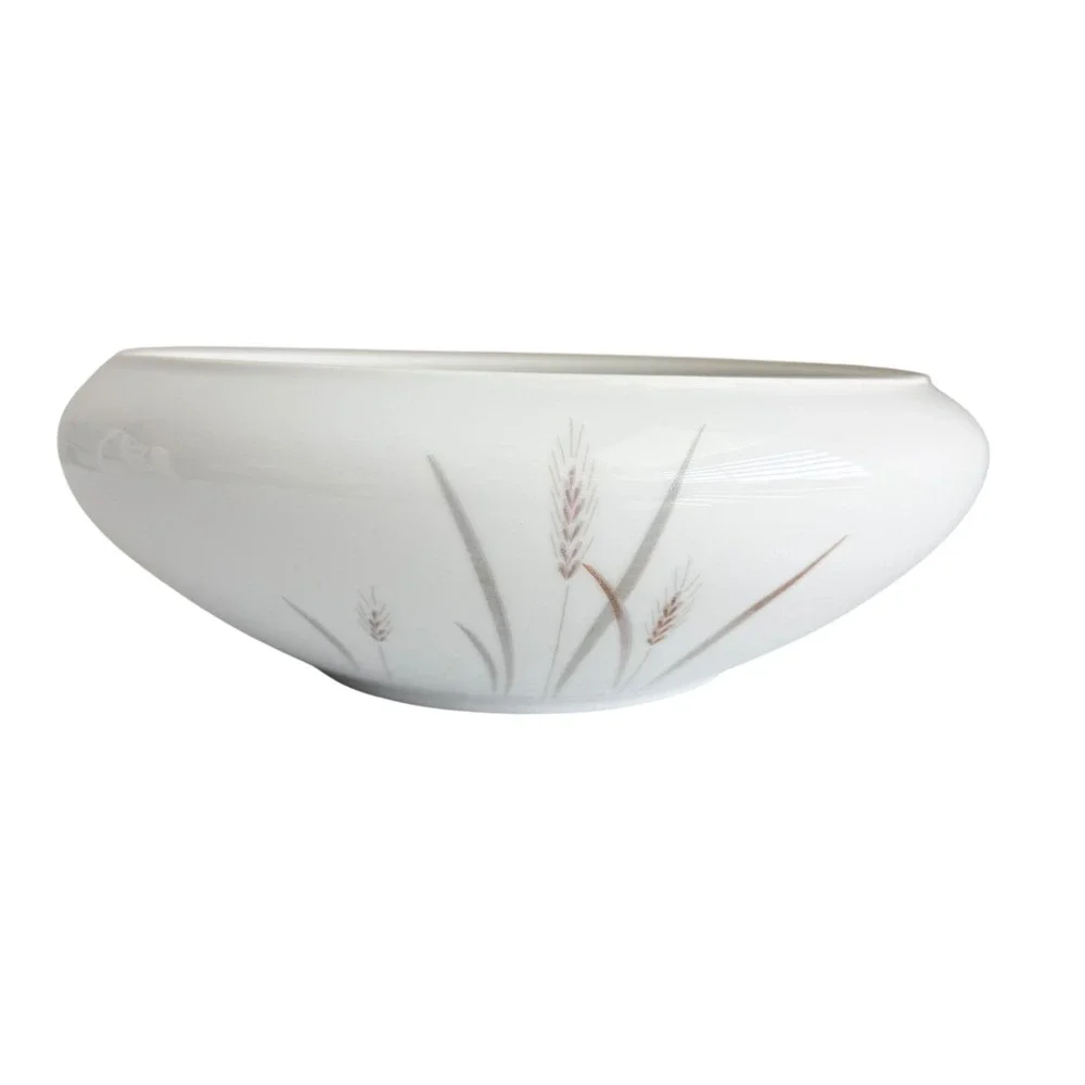 Platinum Wheat Serving Bowl Fine China 8.5 Inch White Elegant Japan MCM Decor